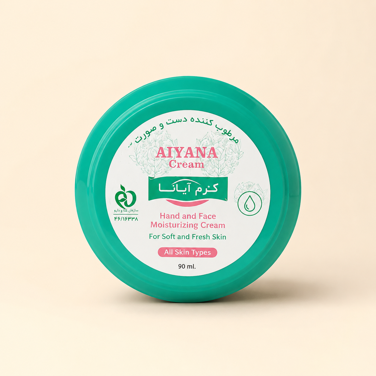 کرم مرطوب‌کننده دست و صورت آیانا AIYANA  طرح داروگر حجم ۹۰ میل