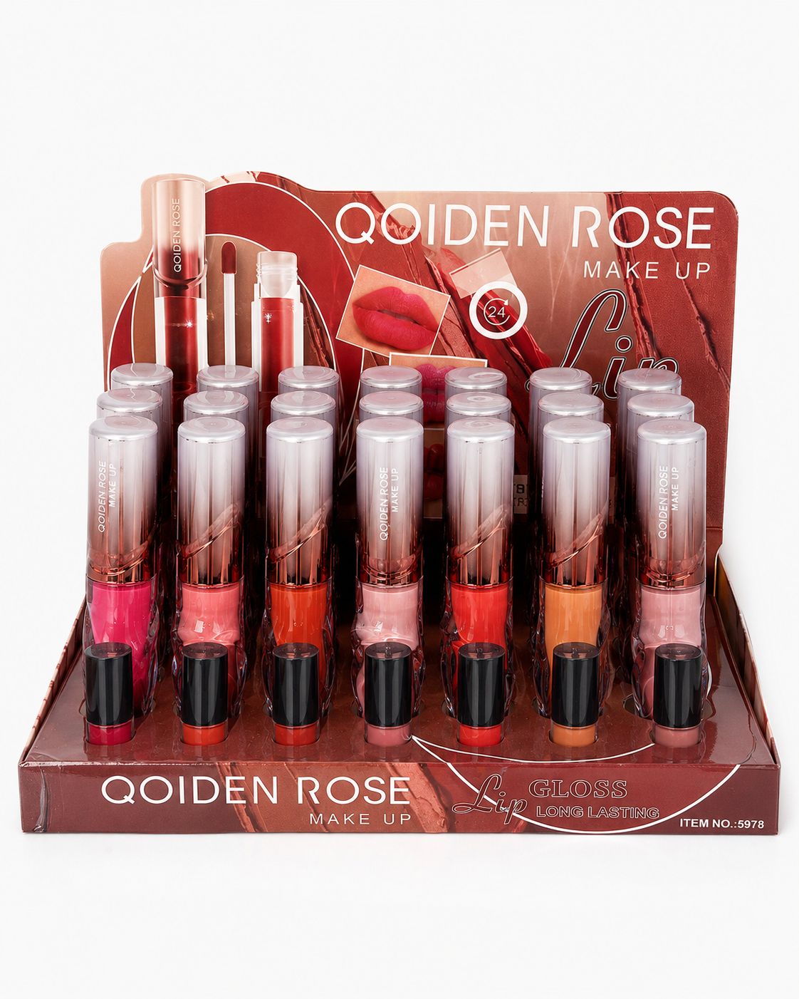 رژ لب مایع گلاس QOIDEN ROSE مدل Lip Gloss Long Lasting