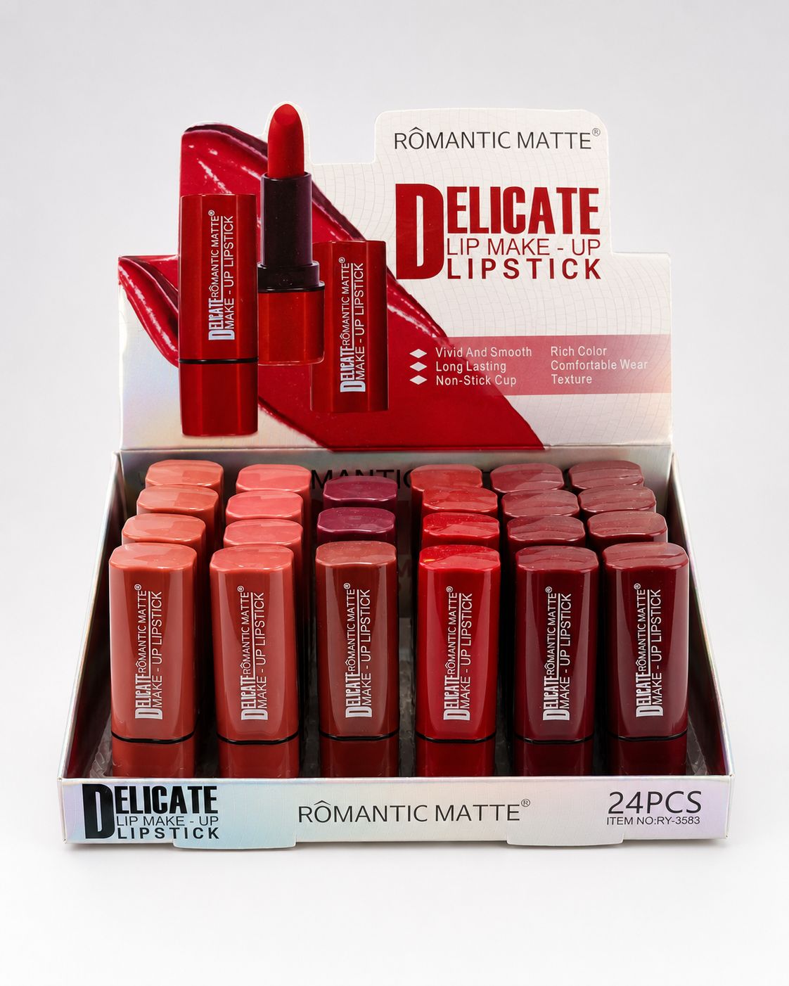 رژ لب جامد Romantic Matte مدل Delicate Lip Make-Up Lipstick