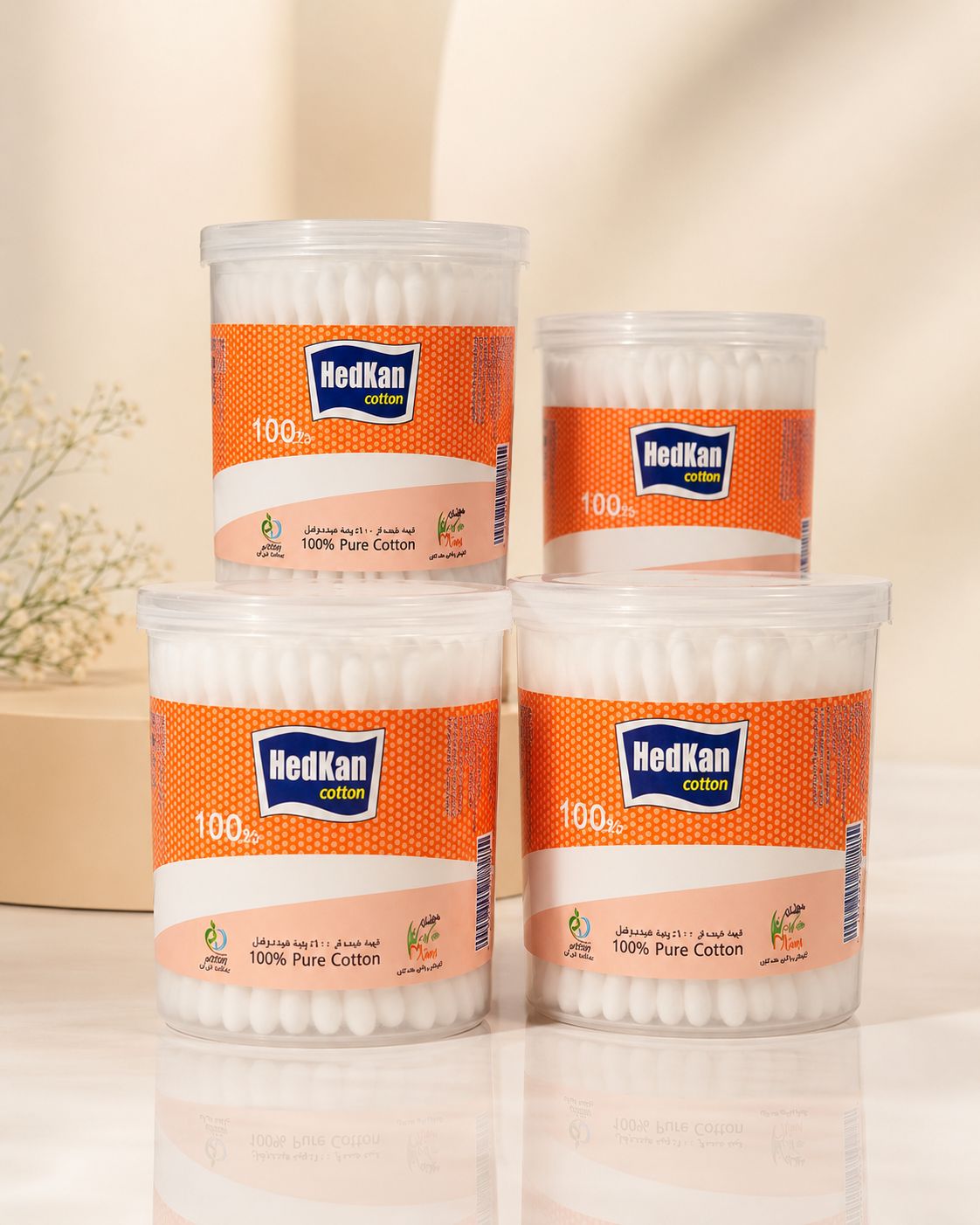 گوش‌پاک‌کن پنبه‌ای هدکان مدل 100% Pure Cotton بسته ۱۰۰ عددی